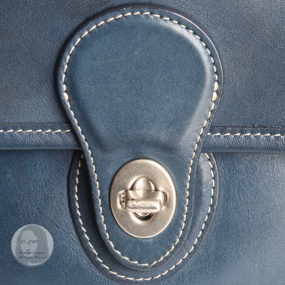 Coach Willis Bag Royal Blue Leather Silver HW Contrast Stitching 2005 HTF #9927 - Picture 5 of 12